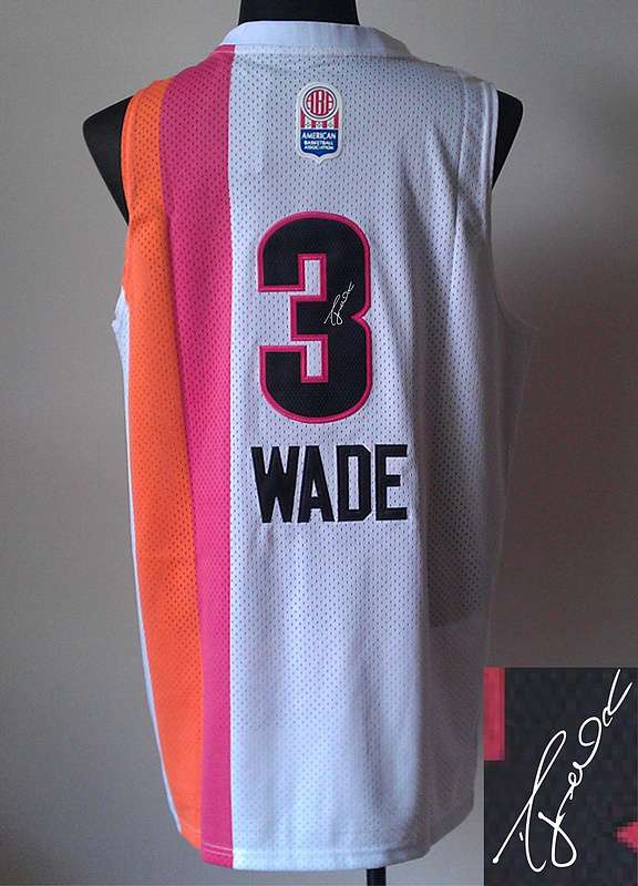 Heat 3 Wade White Rainbow Signature Edition Jerseys - Click Image to Close