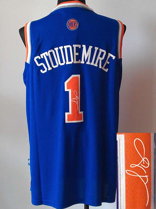 Knicks 1 Stoudemire Blue Signature Edition Jerseys