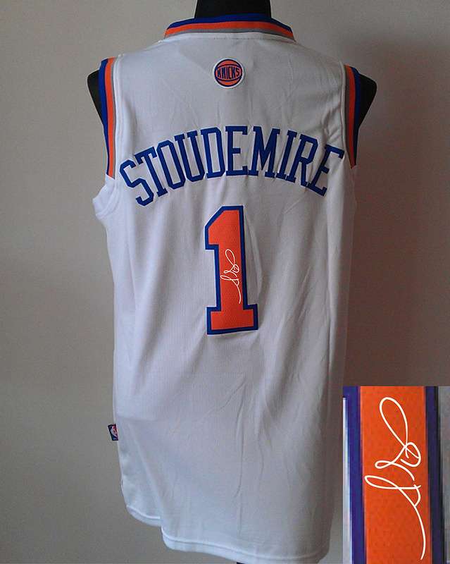 Knicks 1 Stoudemire White Signature Edition Jerseys