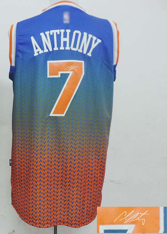 Knicks 7 Anthony Blue Resonate Signature Edition Jerseys - Click Image to Close