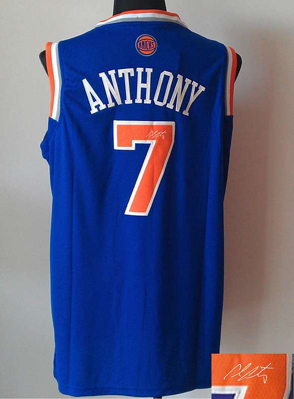 Knicks 7 Anthony Blue Signature Edition Jerseys