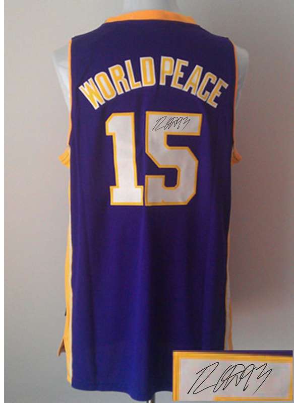Lakers 15 World Peace Purple Signature Edition Jerseys