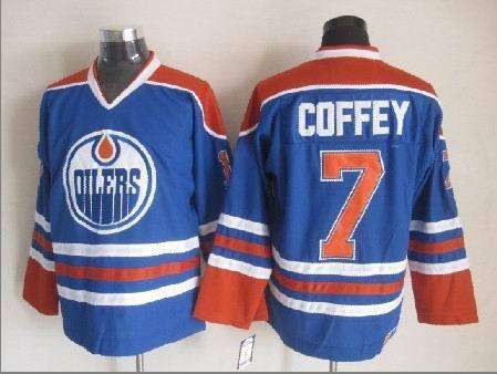 Oilers 7 Coffey Blue Jerseys - Click Image to Close