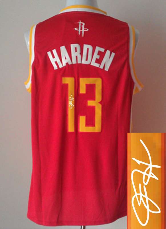 Rockets 13 Harden Red Throwback Signature Edition Jerseys