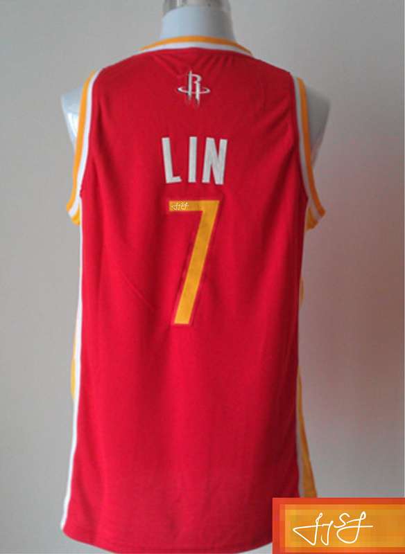 Rockets 7 Lin Red Throwback Signature Edition Jerseys