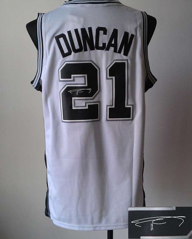 Spurs 21 Duncan White Signature Edition Jerseys