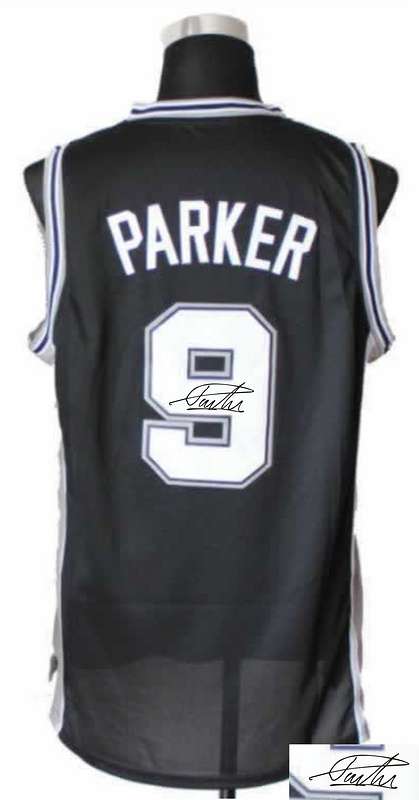 Spurs 9 Parker Black Signature Edition Jerseys