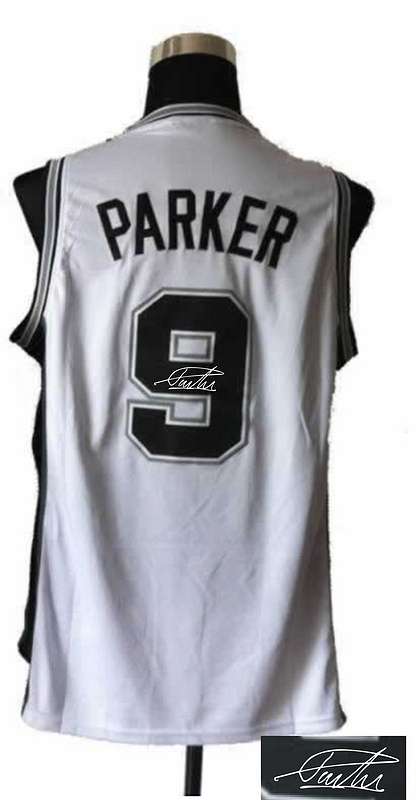 Spurs 9 Parker White Signature Edition Jerseys - Click Image to Close