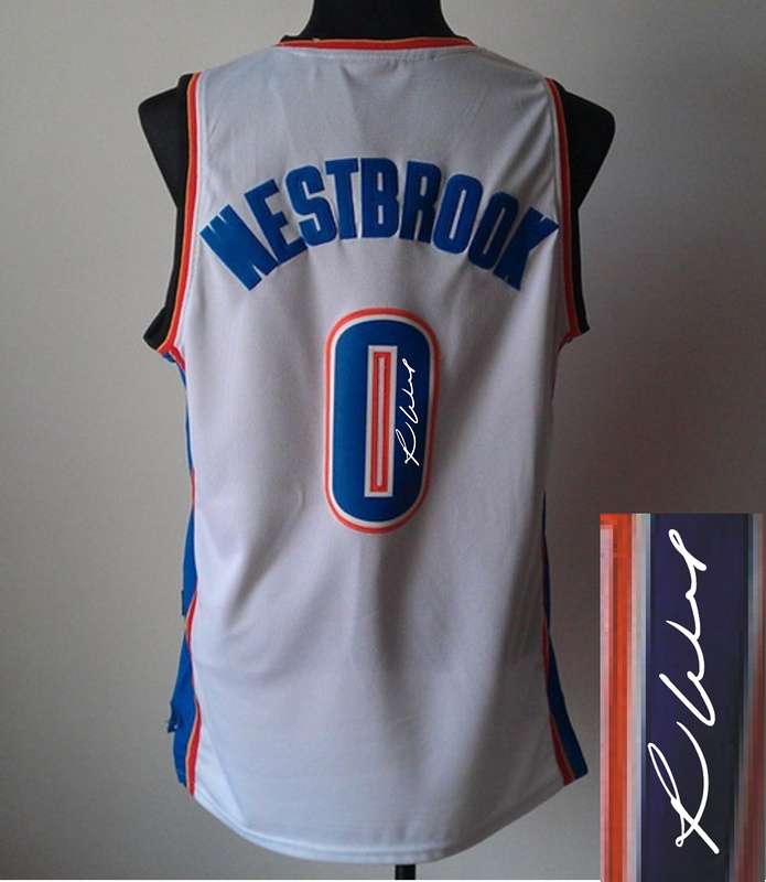 Thunder 0 Westbrook White Signature Edition Jerseys