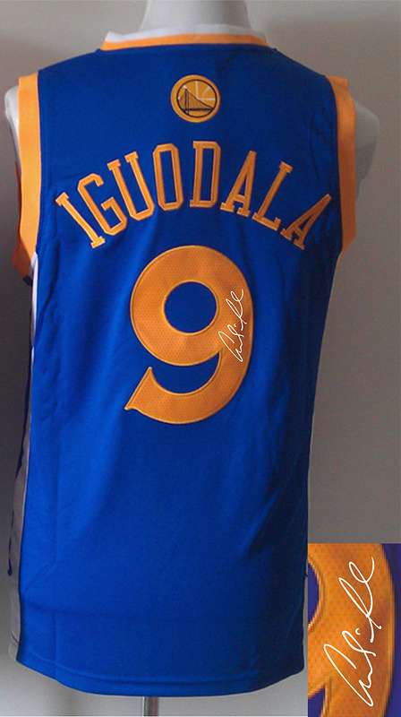 Warriors 9 Iguodala Blue Signature Edition Jerseys