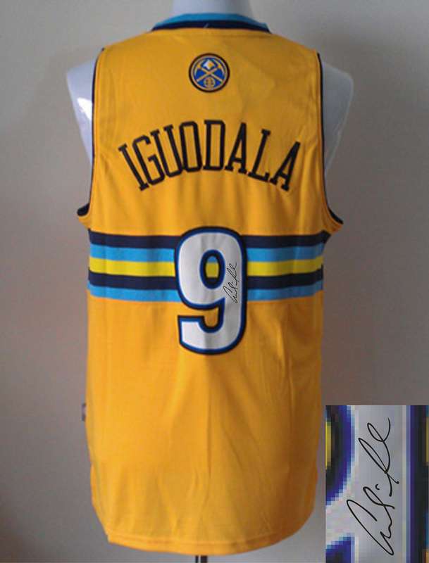Warriors 9 Iguodala Gold Signature Edition Jerseys