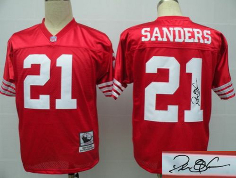 49ers 21 Sanders Red Throwback Signature Edition Jerseys