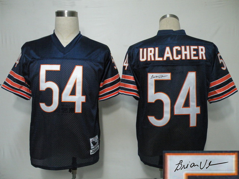 Bears 54 Urlacher Blue Throwback Signature Edition Jerseys