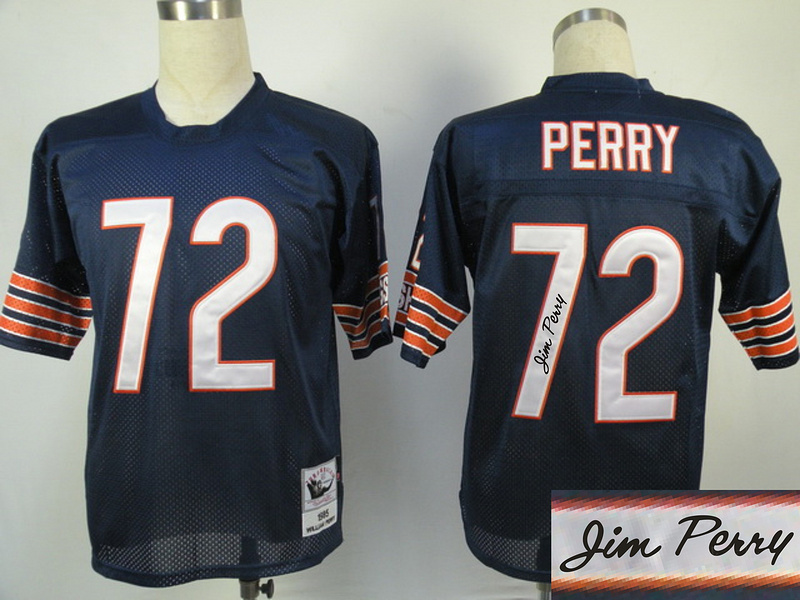 Bears 72 Perry Blue Throwback Signature Edition Jerseys