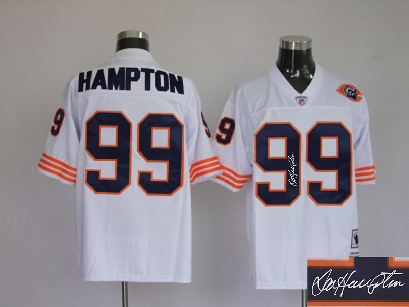 Bears 99 Hampton White Big Number Throwback Signature Edition Jerseys