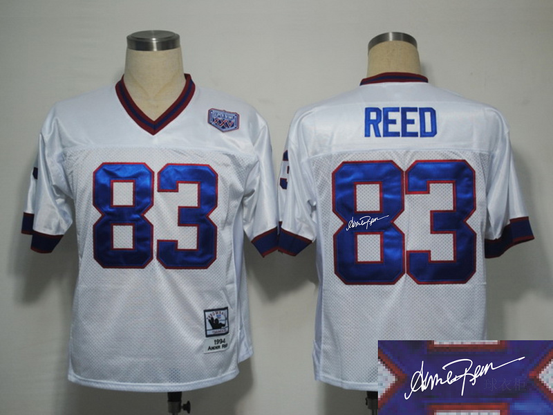 Bills 83 Reed White Throwback Signature Edition Jerseys