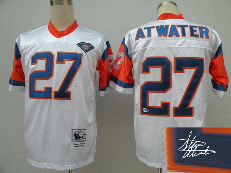 Broncos 27 Atwater White Throwback Signature Edition Jerseys