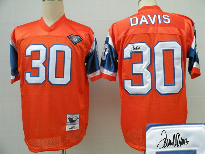 Broncos 30 Davis Orange Throwback Signature Edition Jerseys