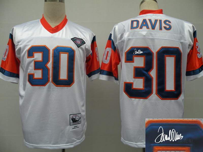 Broncos 30 Davis White Throwback Signature Edition Jerseys Broncos 30 Davis White Throwback Signature Edition Jerseys