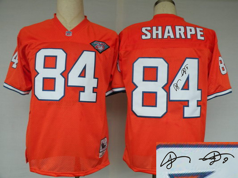 Broncos 84 Sharpe Orange Throwback Signature Edition Jerseys
