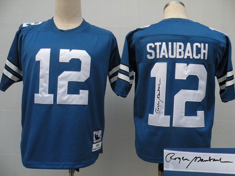 Cowboys 12 Staubach Light Blue Throwback Signature Edition Jerseys