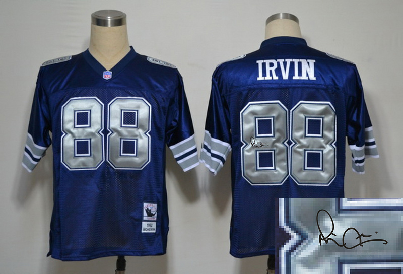 Cowboys 88 Irvin Blue Throwback Signature Edition Jerseys
