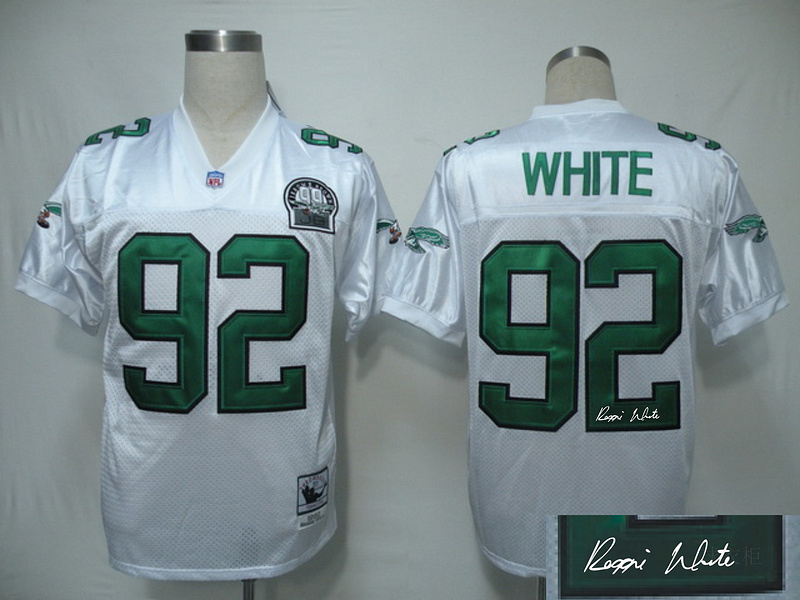 Eagles 92 White Throwback Signature Edition Jerseys