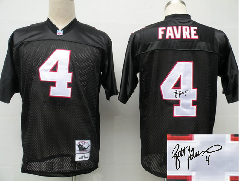 Falcons 4 Favre Black Throwback Signature Edition Jerseys