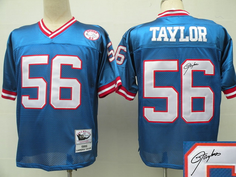 Giants 56 Taylor Blue Throwback Signature Edition Jerseys