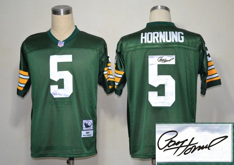 Packers 5 Hornung Green Throwback Signature Edition Jerseys