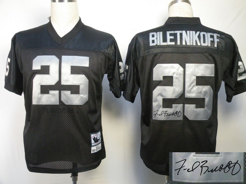 Raiders 25 Biletnikoff Black Throwback Signature Edition Jerseys