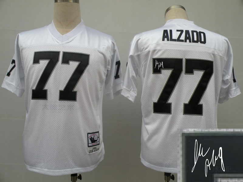 Raiders 77 Alzado White Throwback Signature Edition Jerseys