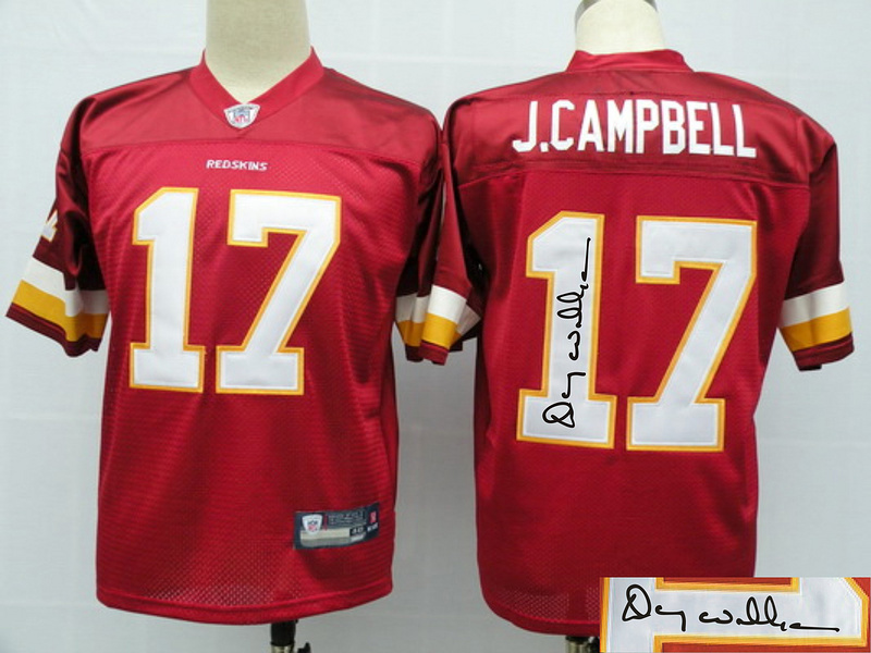 Redskins 17 J.Campbell Red Throwback Signature Edition Jerseys