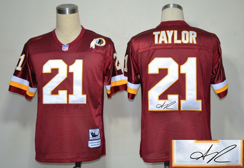 Redskins 21 Taylor Red Throwback Signature Edition Jerseys