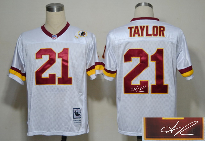 Redskins 21 Taylor White Throwback Signature Edition Jerseys