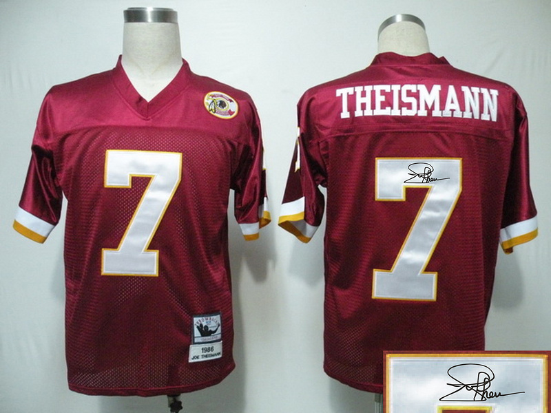 Redskins 7 Theismann Red Throwback Signature Edition Jerseys