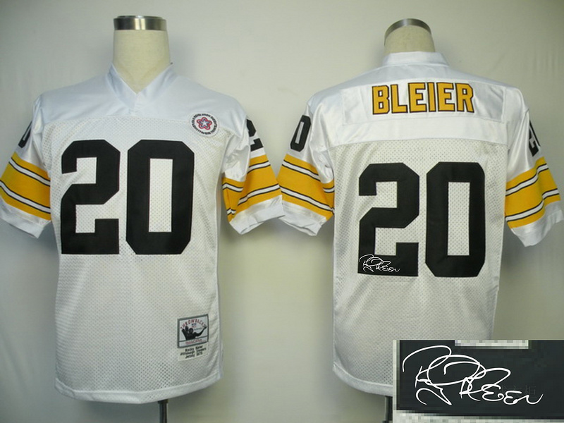 Steelers 20 Bleier White Throwback Signature Edition Jerseys