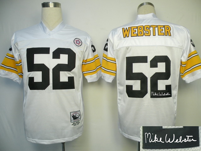 Steelers 52 Webster White Throwback Signature Edition Jerseys