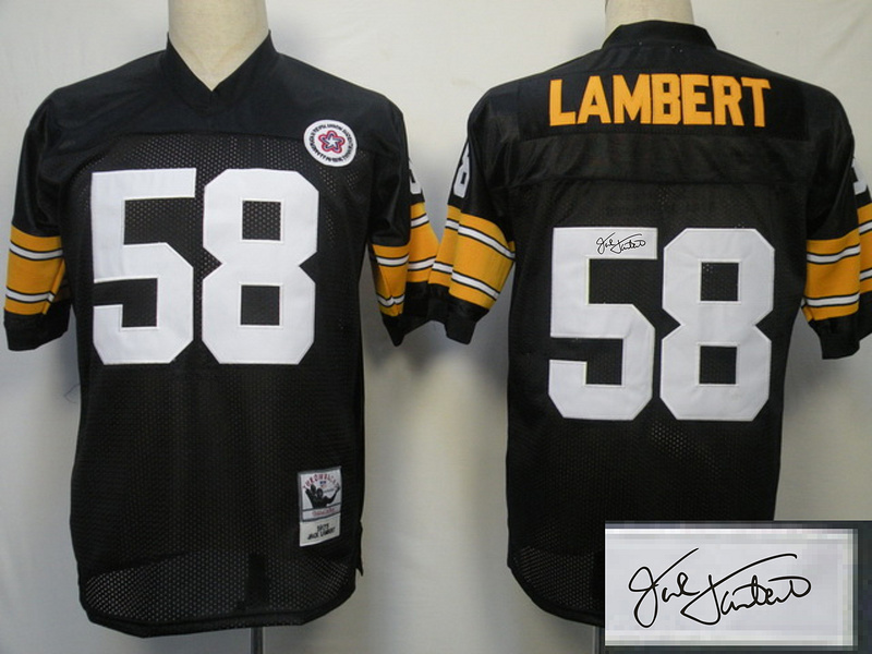 Steelers 58 Lambert Black Throwback Signature Edition Jerseys