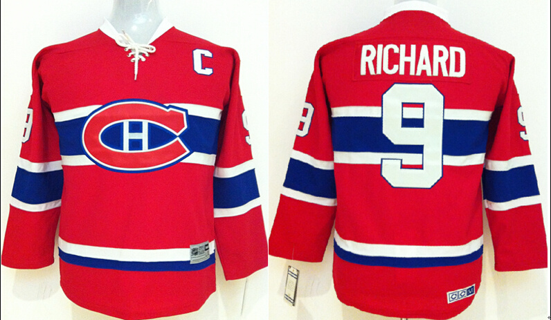 Canadiens 9 Richard Red Youth Jersey