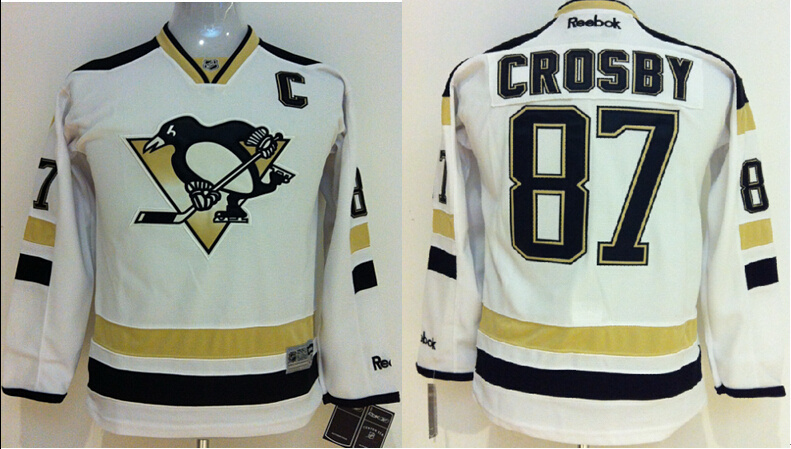 Penguins 87 Crosby White Youth Jersey