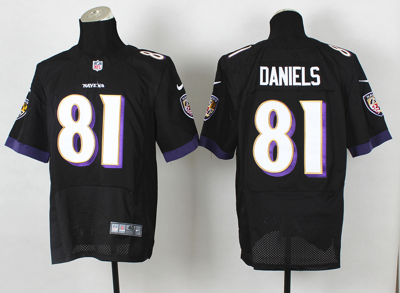 Nike Ravens 81 Daniels Black Elite Jersey