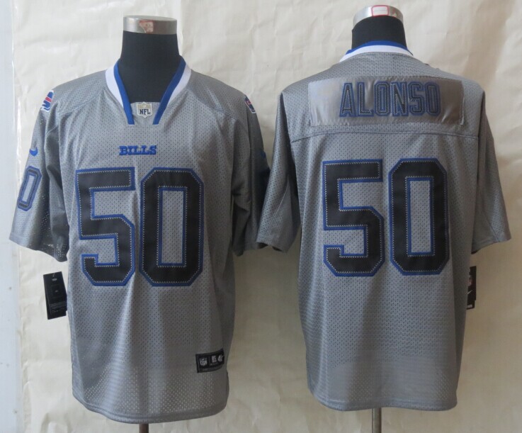 Nike Bills 50 Alonso Lights Out Grey Elite Jerseys