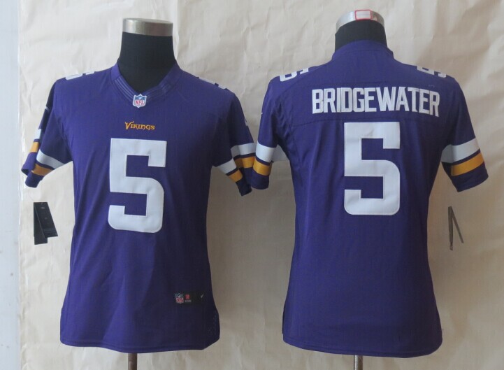 Nike Vikings 5 Bridgewater Purple Women Limited Jerseys
