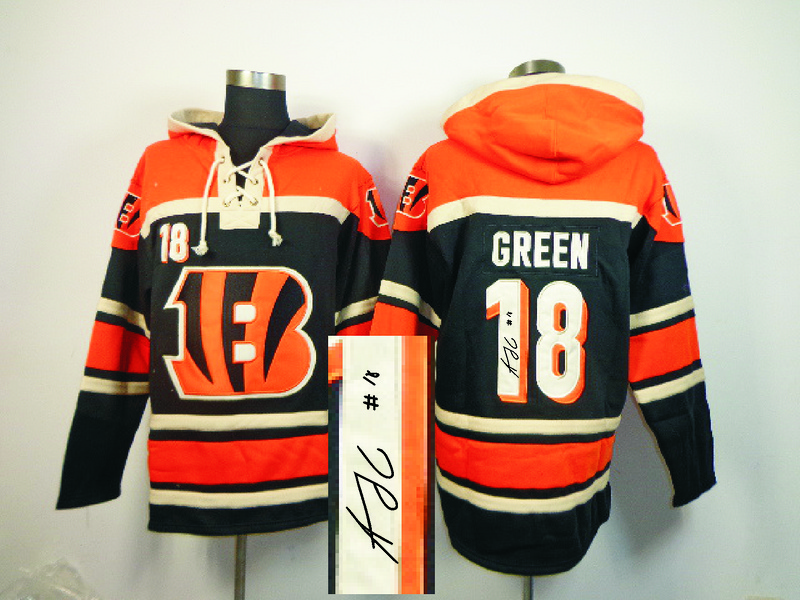 Nike Bengals 18 A.J. Green Black All Stitched Signed Hooded Sweatshirt