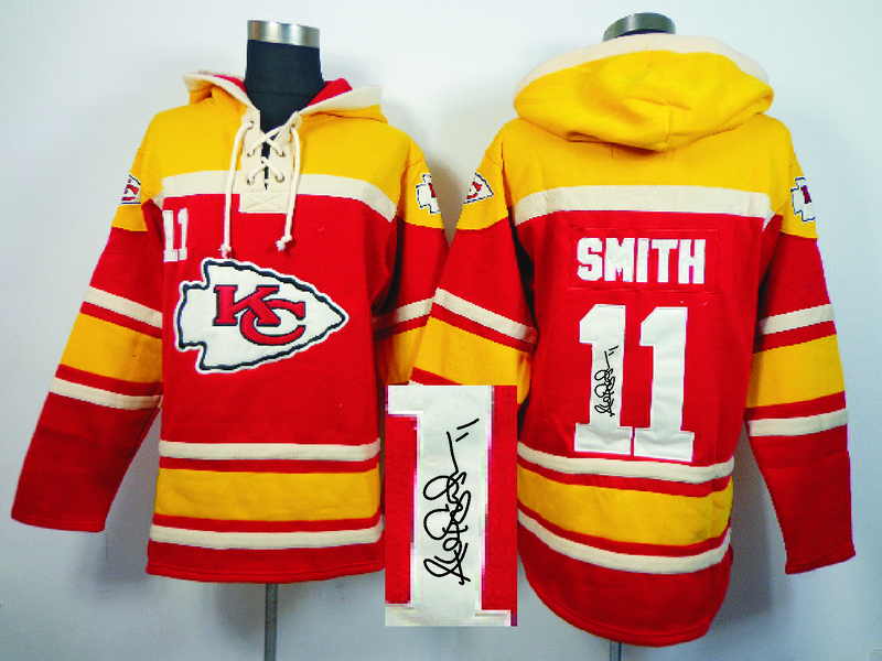 Nike Chiefs 11 Alex Smith Red All Stitched Signed Hooded Sweatshirt