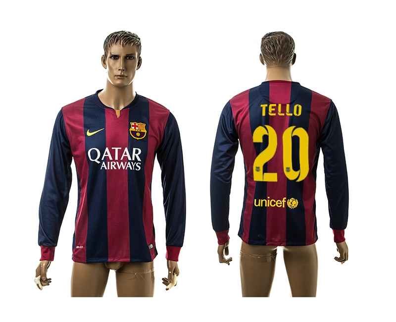 2014-15 Barcelona 20 Tello Home Long Sleeve Thailand Jerseys