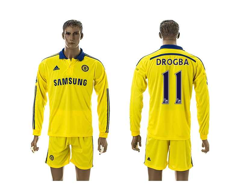2014-15 Chelsea 11 Drogba Third Away Long Sleeve Jerseys