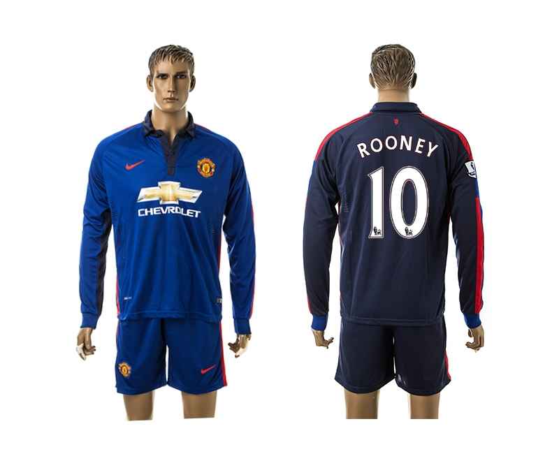2014-15 Manchester United 10 Rooney Third Away Long Sleeve Jerseys