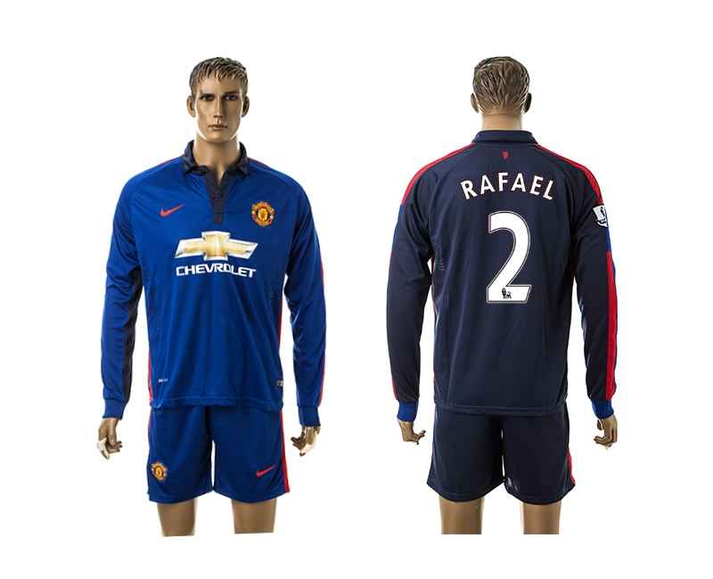 2014-15 Manchester United 3 Rafael Third Away Long Sleeve Jerseys